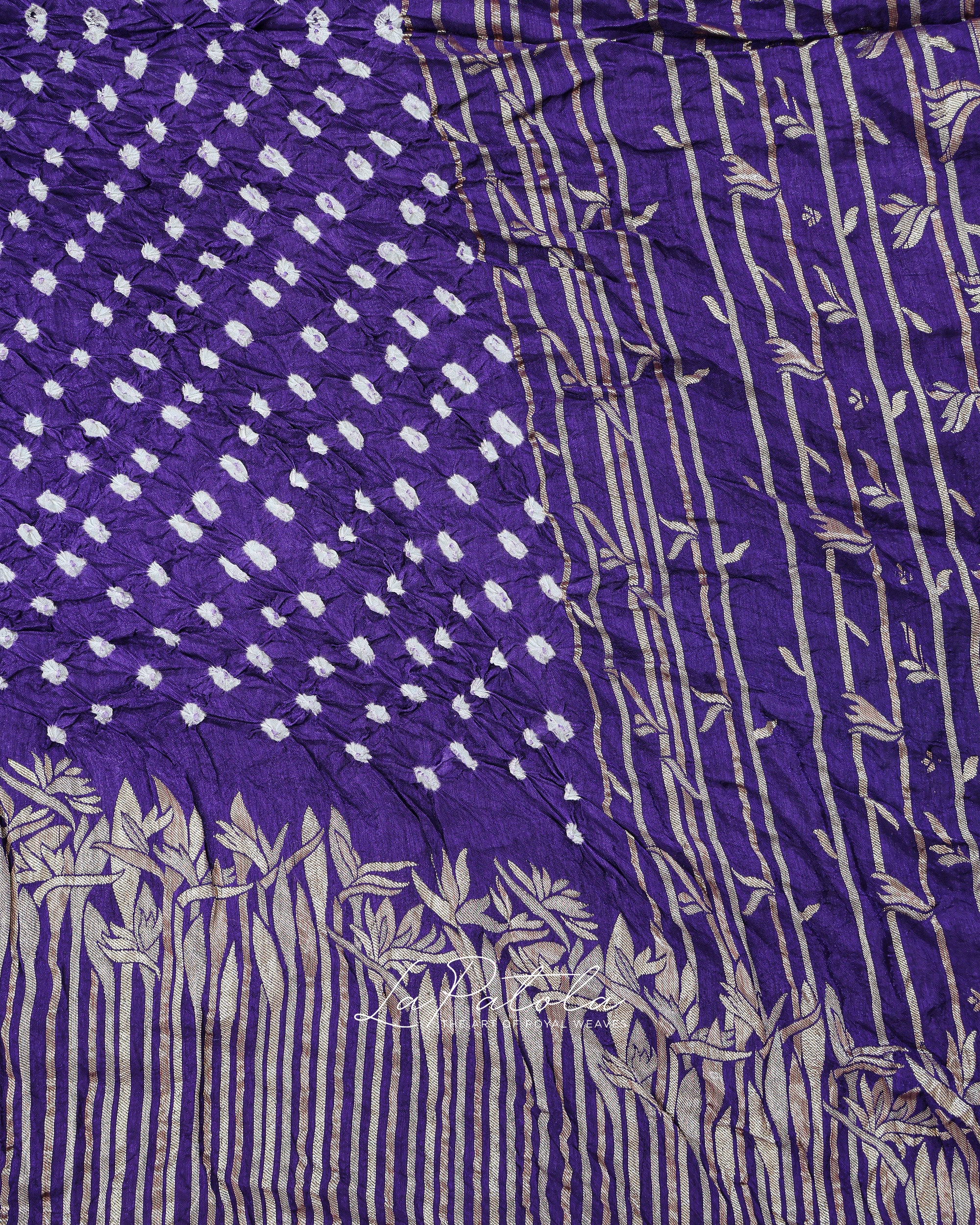 Purple Petal Dot Bandhej Saree