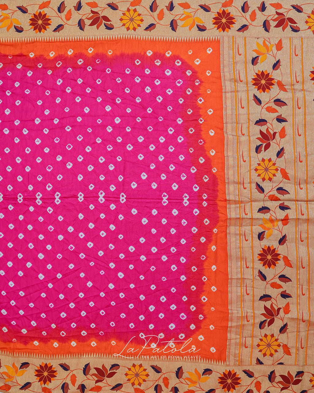 Fuchsia Floral Pallu Bandhej Saree