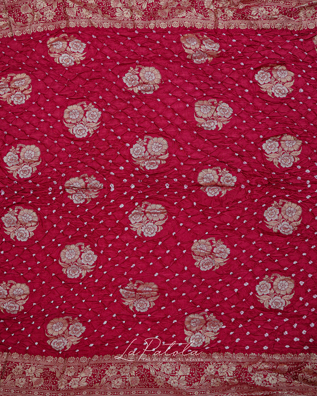 Rani Pink Floral Buti Bandhej Saree