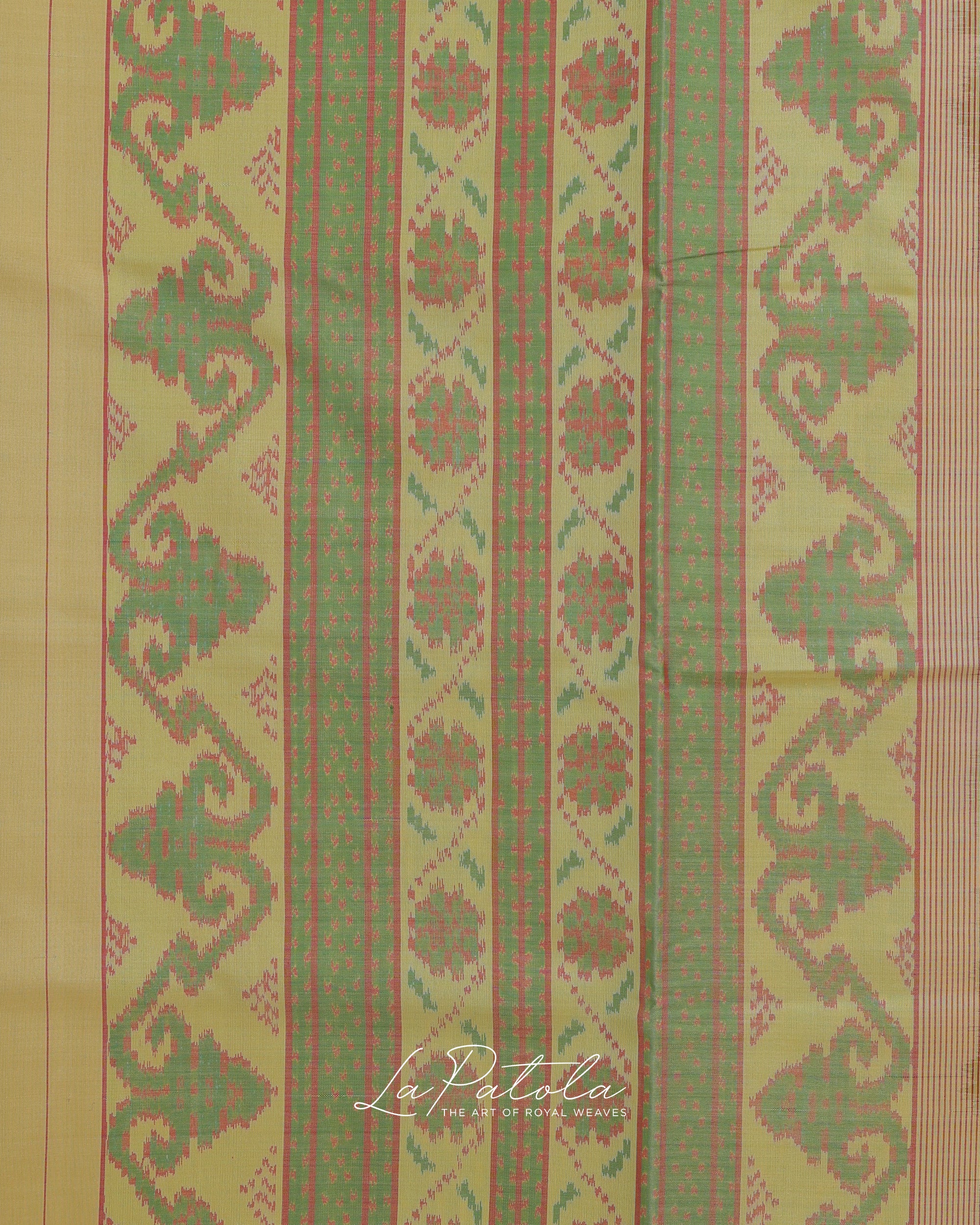 Olive Green Creeper Ikat Patola Saree