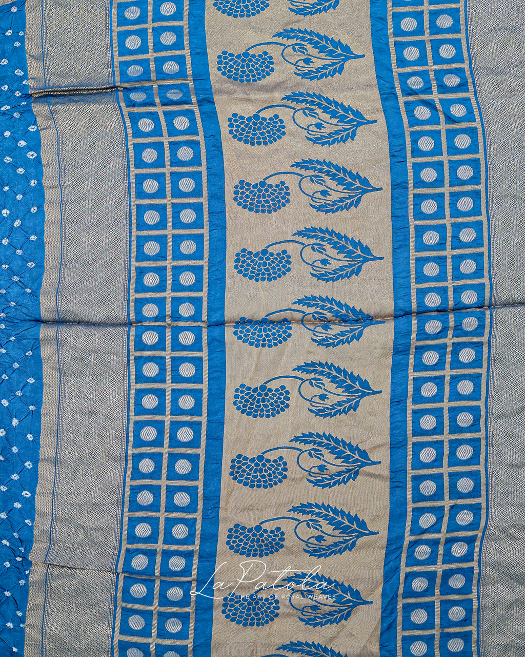 Sky Blue Paisley Pallu Bandhej Saree