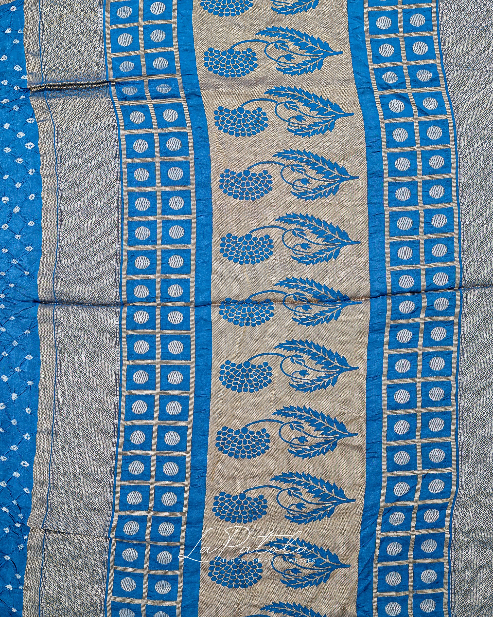 Sky Blue Paisley Pallu Bandhej Saree