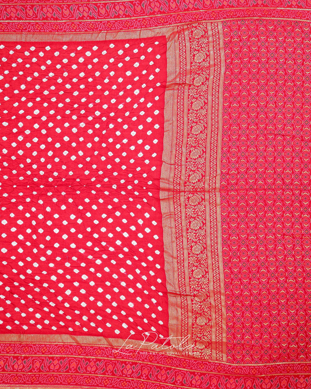 Hot Pink Micro Dot Bandhej Saree