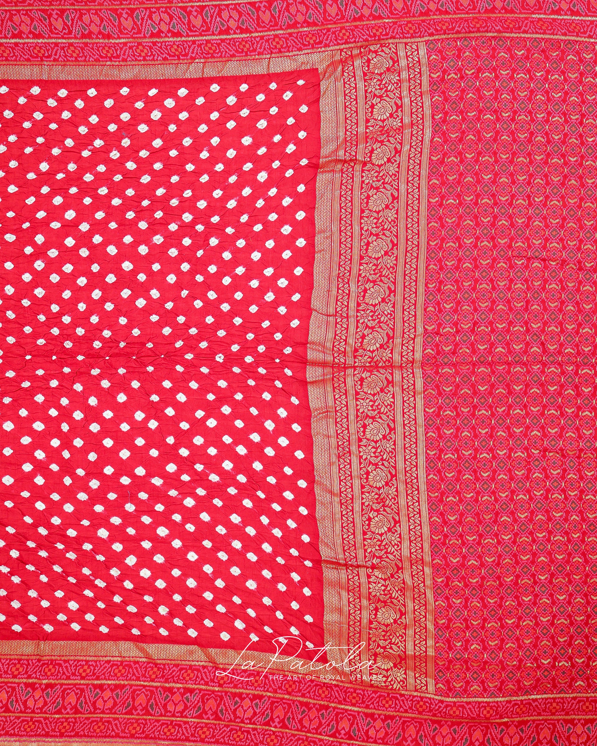 Hot Pink Micro Dot Bandhej Saree