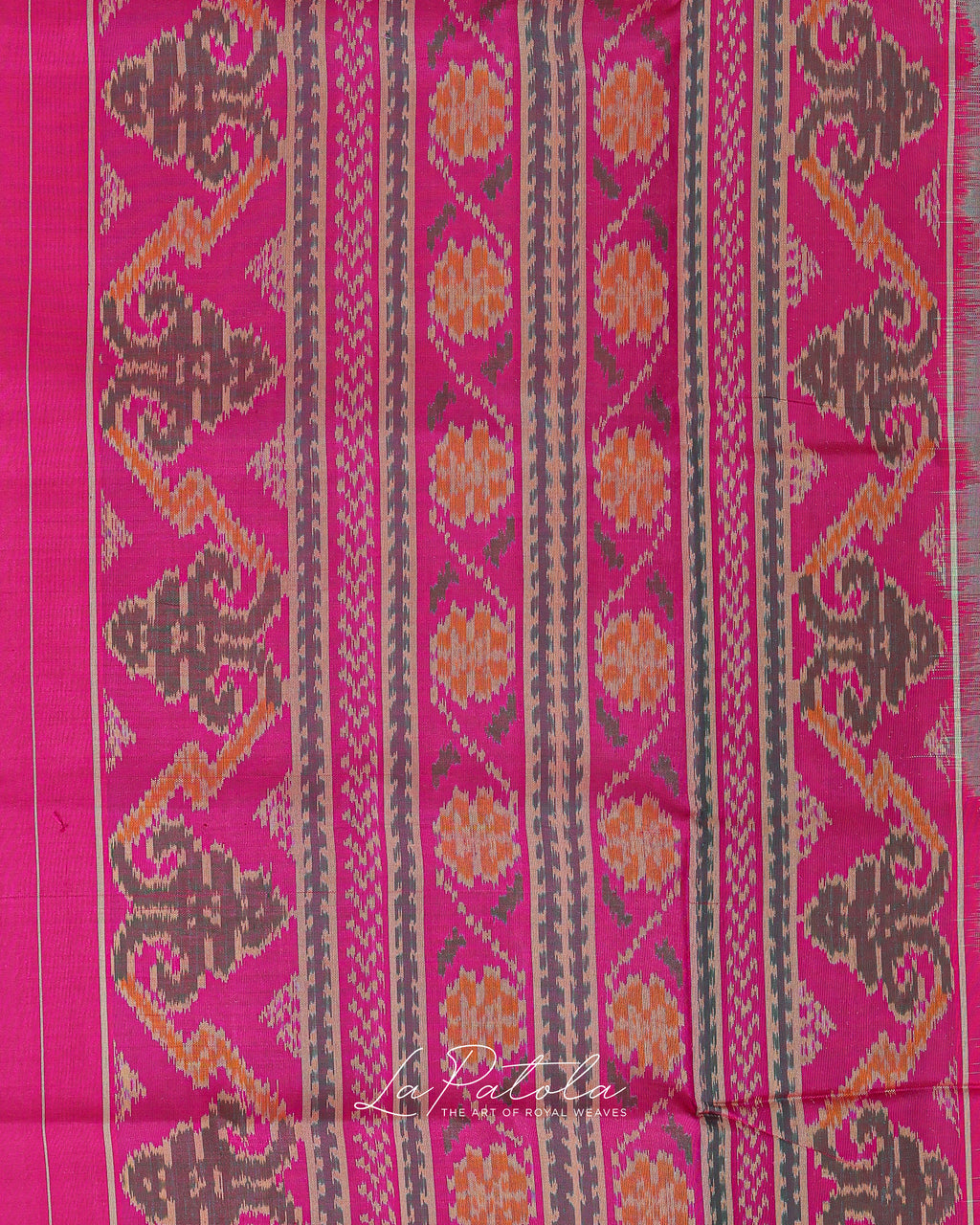 Pink Turquoise Stripe Patola Saree