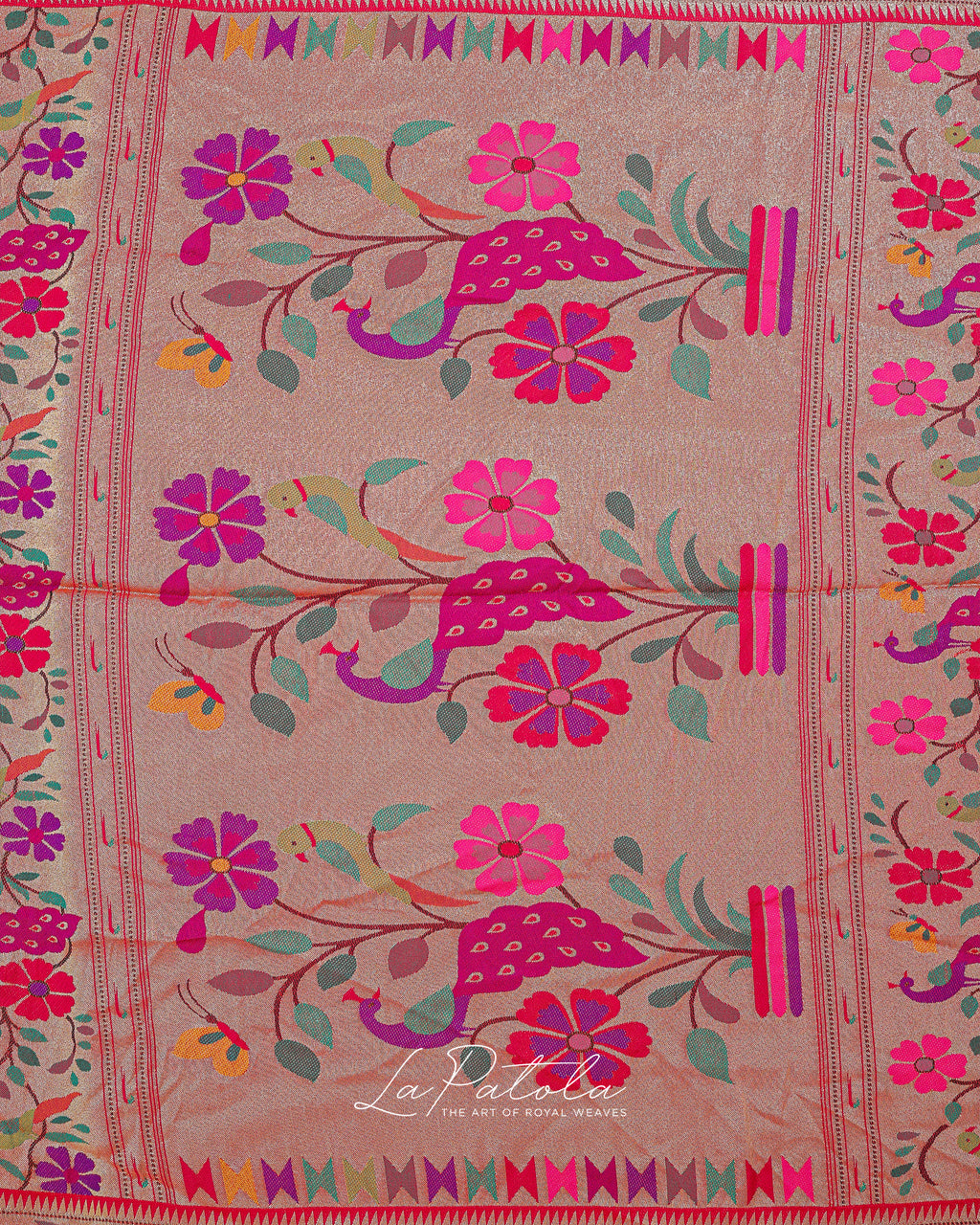 Royal Blue Floral Pallu Bandhej Saree