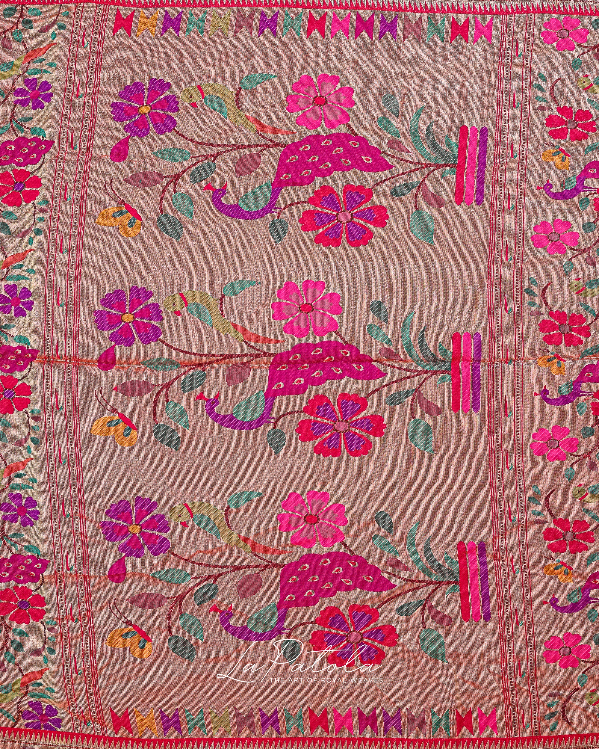 Royal Blue Floral Pallu Bandhej Saree