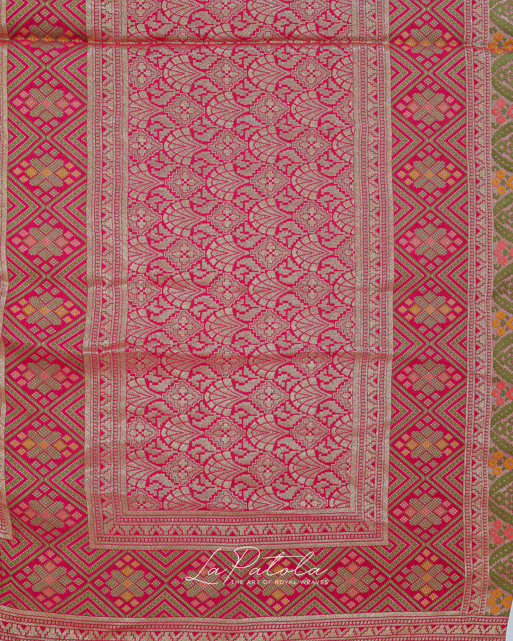 Hot Pink Coin Motif Bandhej Saree