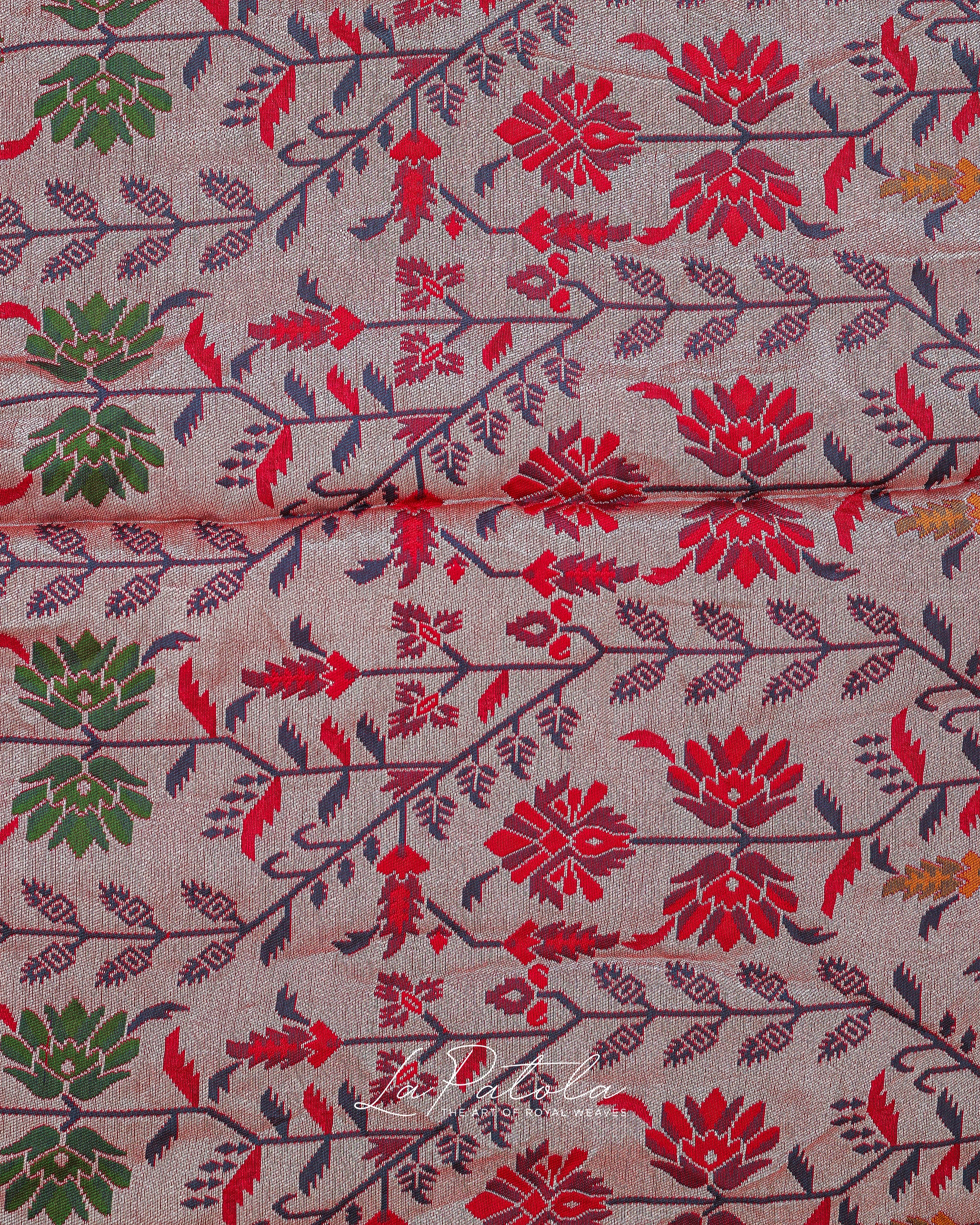 Pink Floral Panel Bandhej Saree