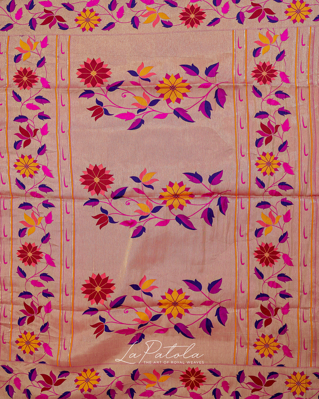 Yellow Pink Floral Pallu Bandhej Saree