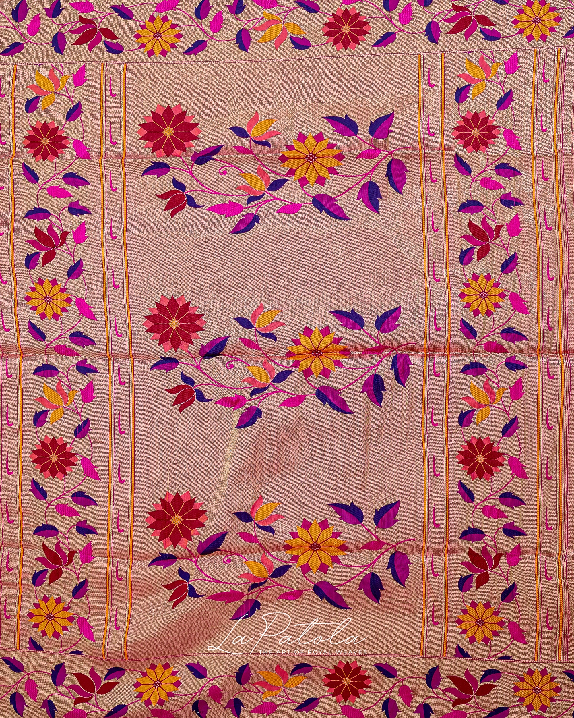 Yellow Pink Floral Pallu Bandhej Saree