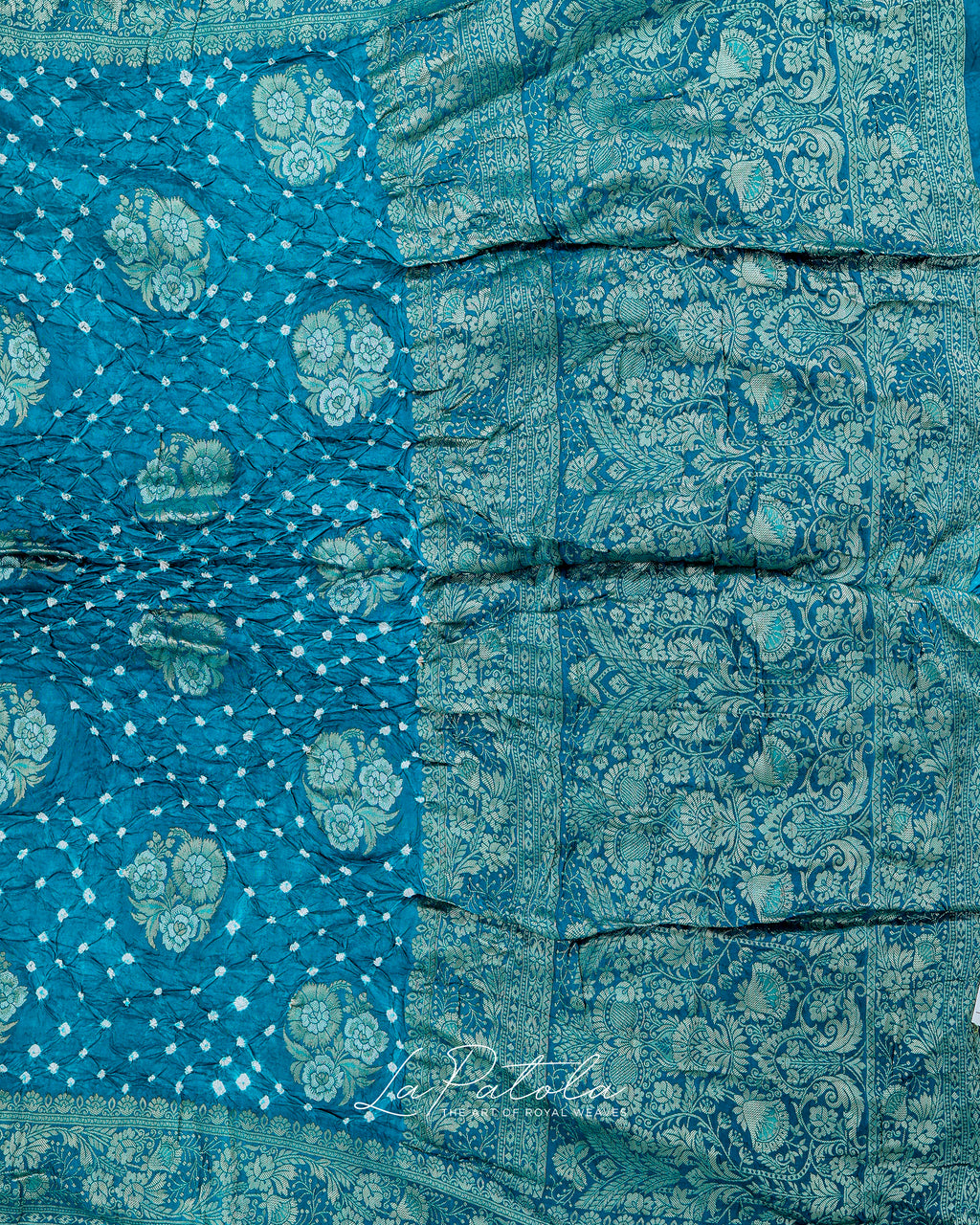 Aqua Floral Bandhej Saree