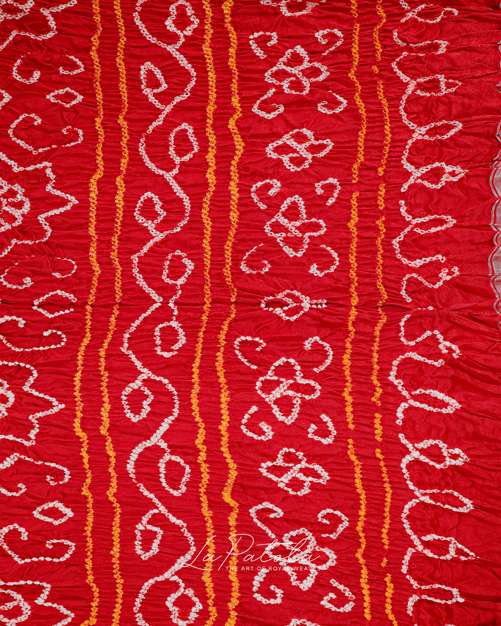 Red Leheriya Floral Bandhej Saree