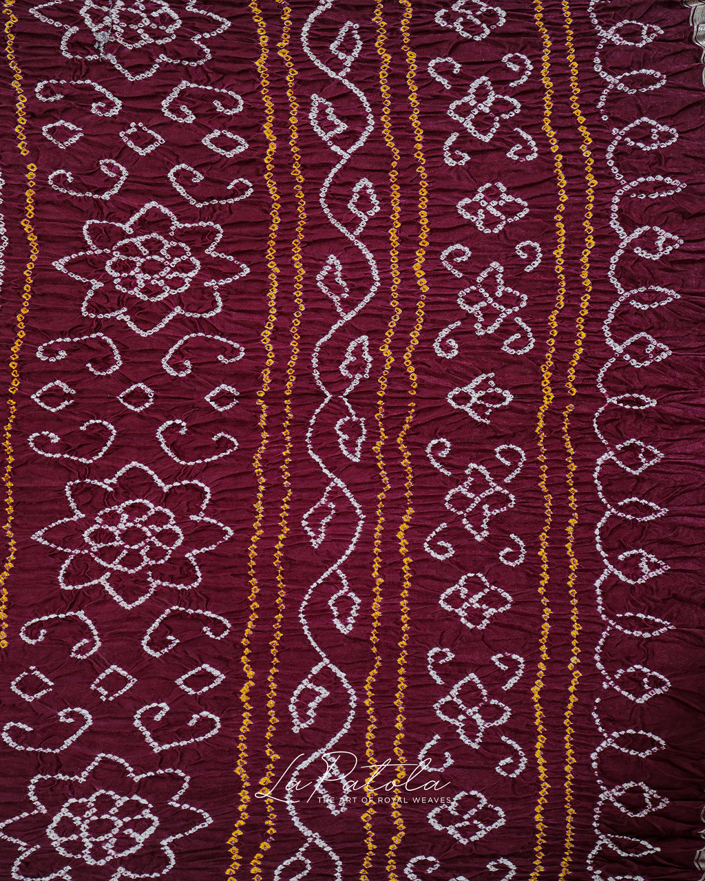 Plum Leheriya Floral Bandhej Saree