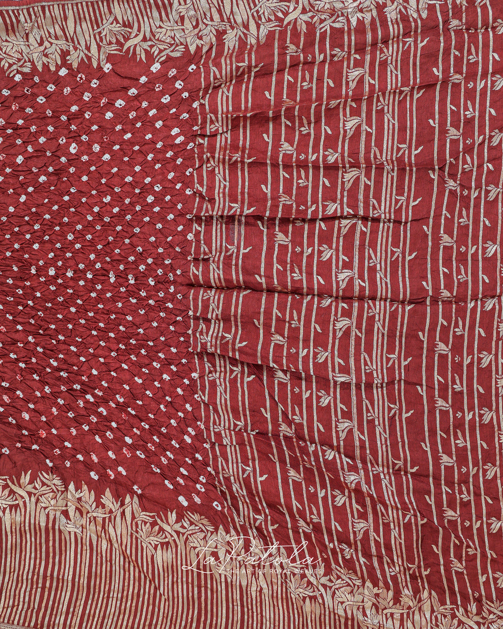 Maroon Petal Buti Bandhej Saree