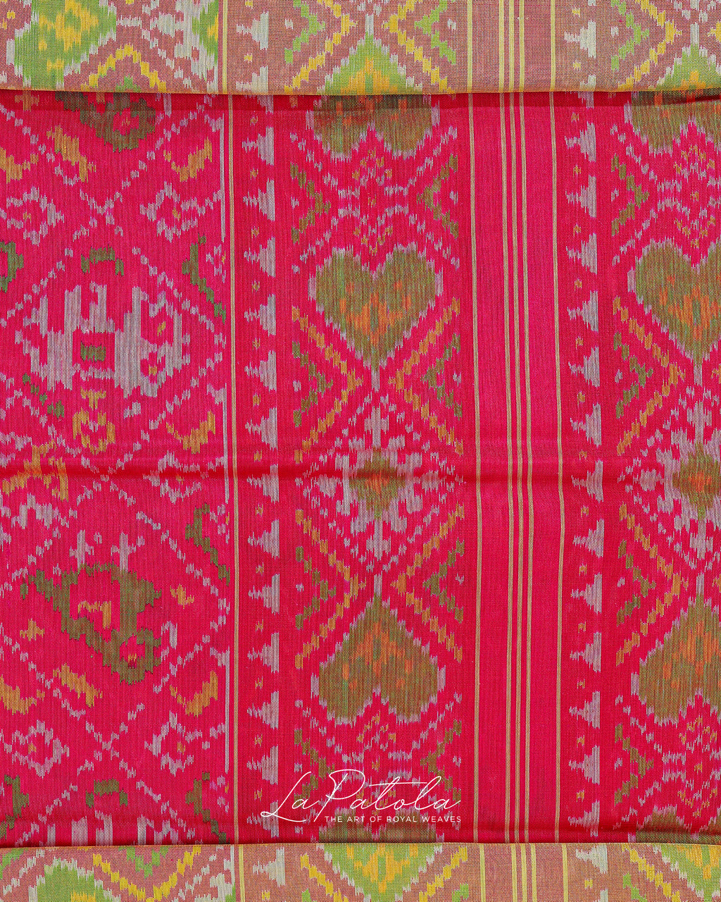Rani Pink Navratan Panel Patola Saree