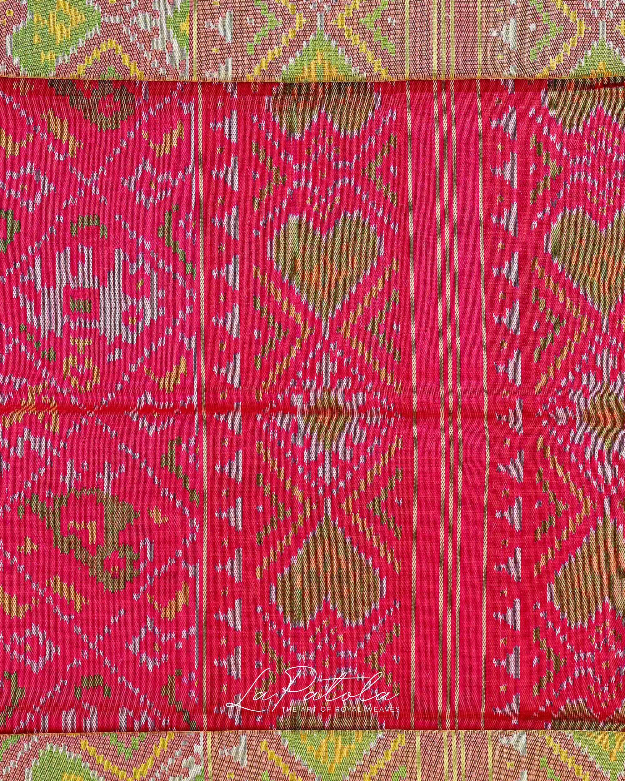 Rani Pink Navratan Panel Patola Saree