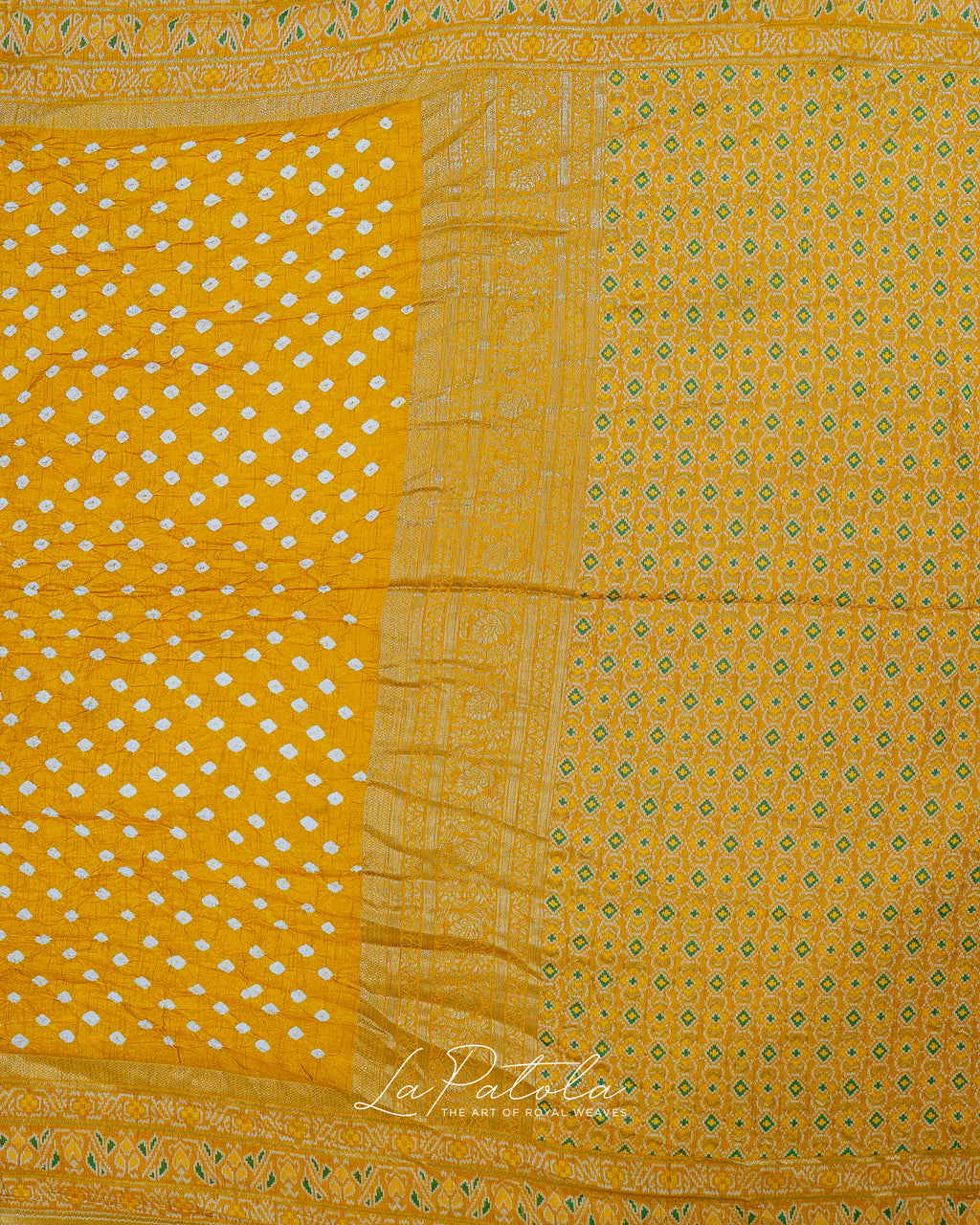 Mustard Micro Dot Bandhej Saree