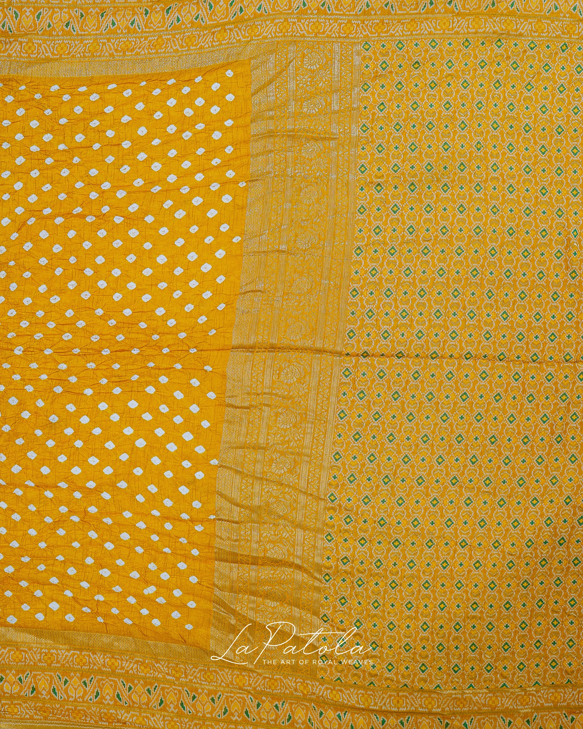 Mustard Micro Dot Bandhej Saree
