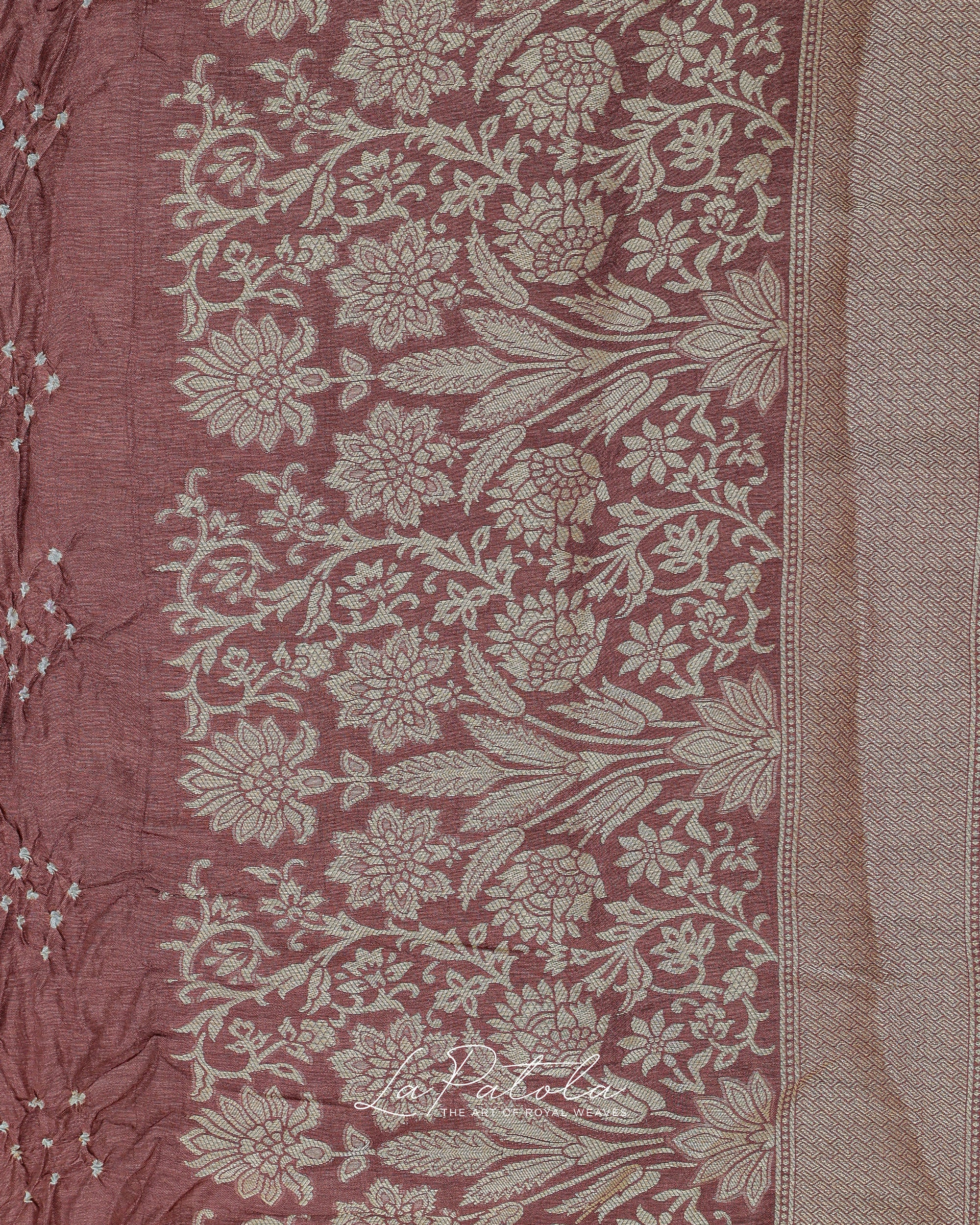 Mauve Floral Buti Bandhej Saree