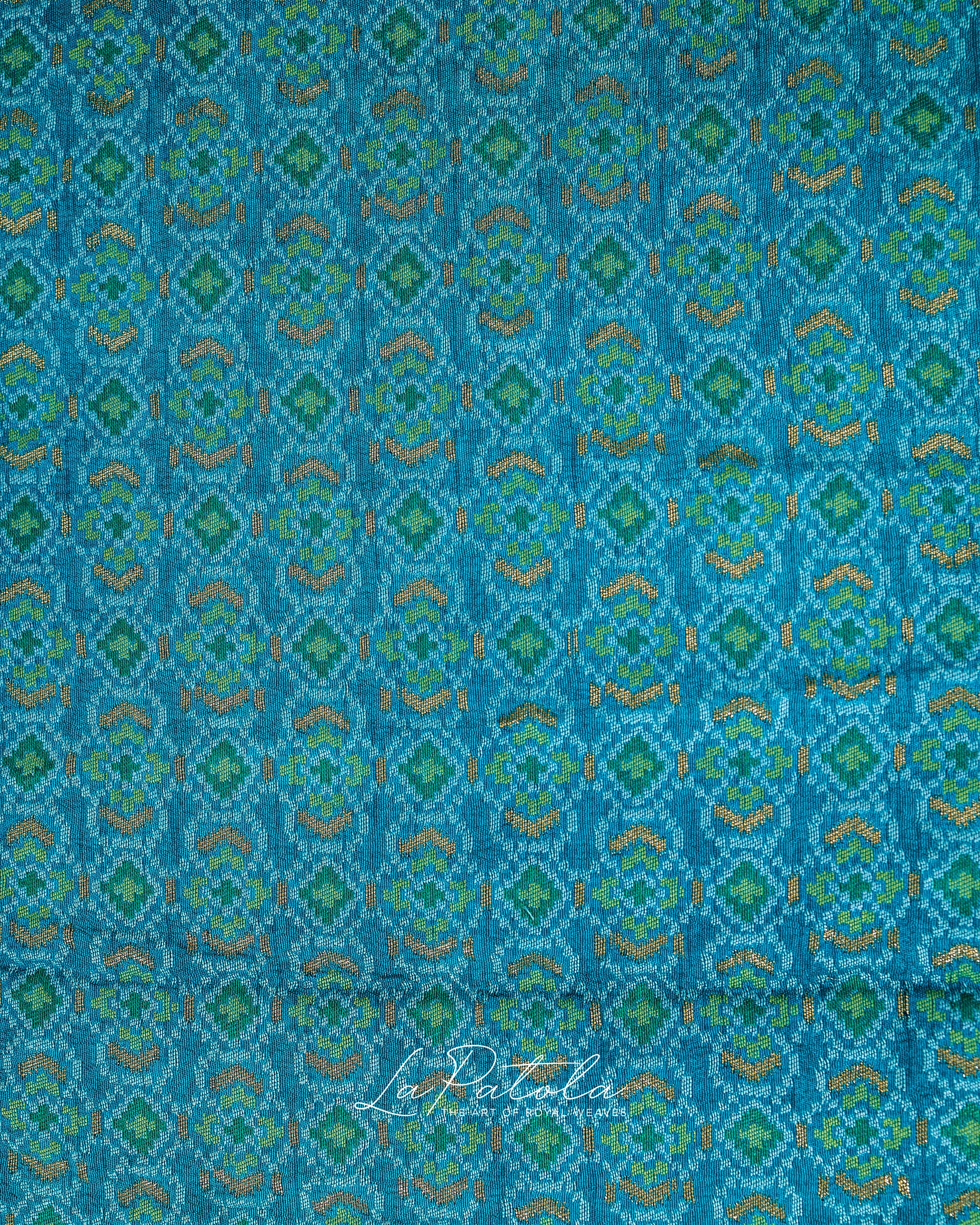 Teal Micro Dot Bandhej Saree