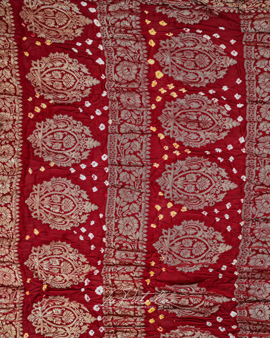 Brick Red Gharchola Bandhej Saree