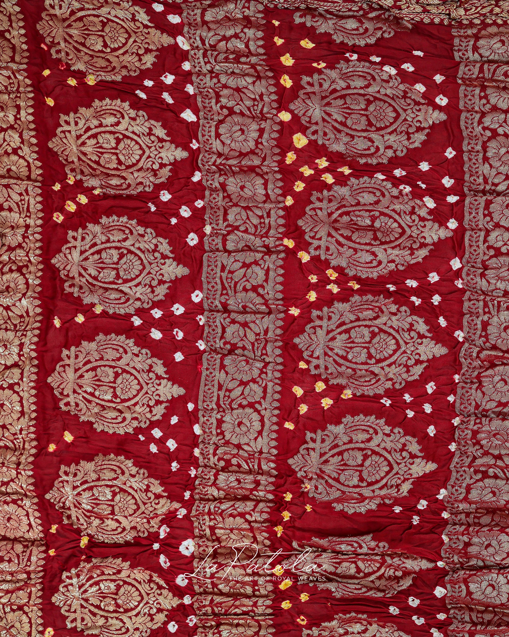 Brick Red Gharchola Bandhej Saree