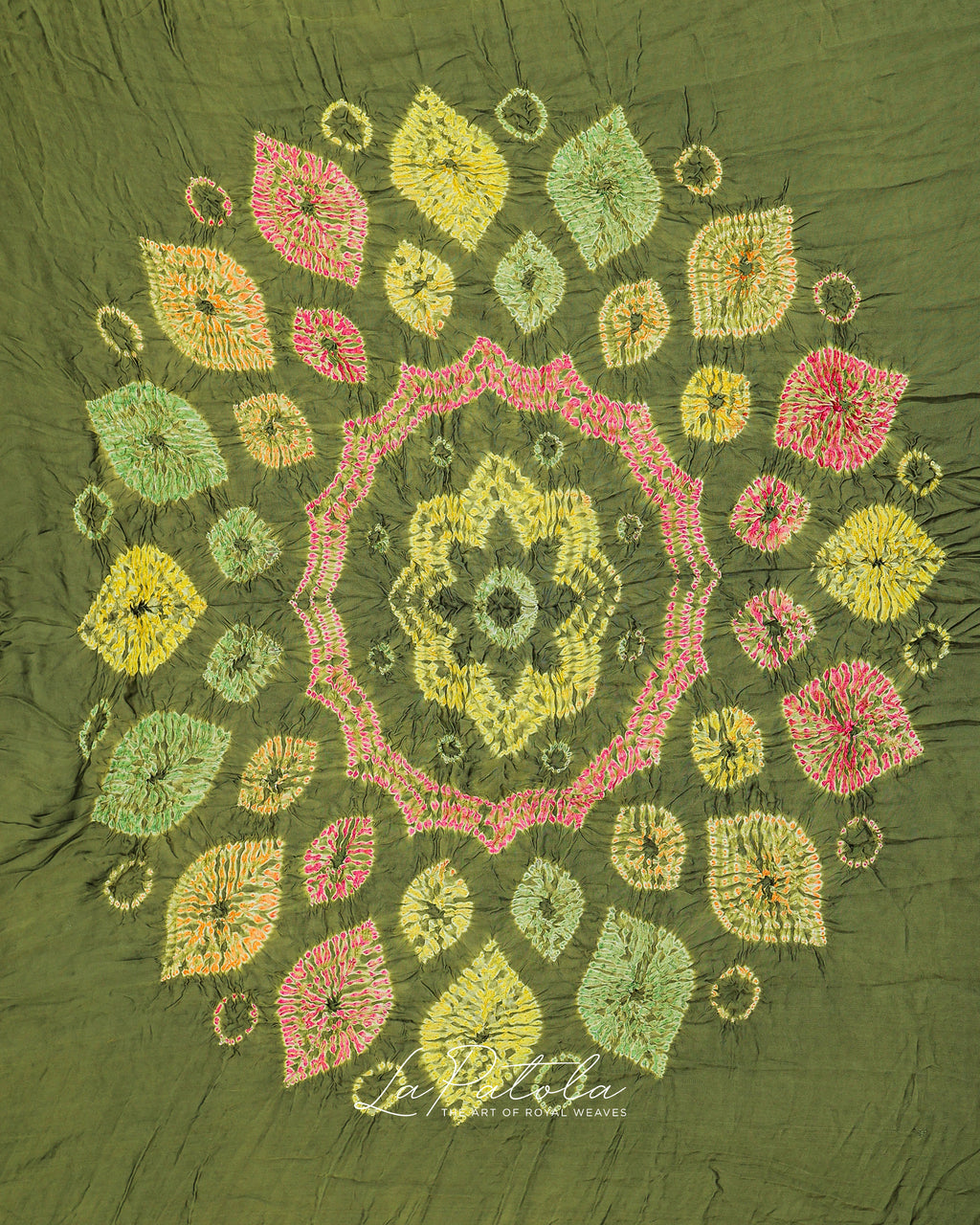 Olive Floral Border Bandhej Saree