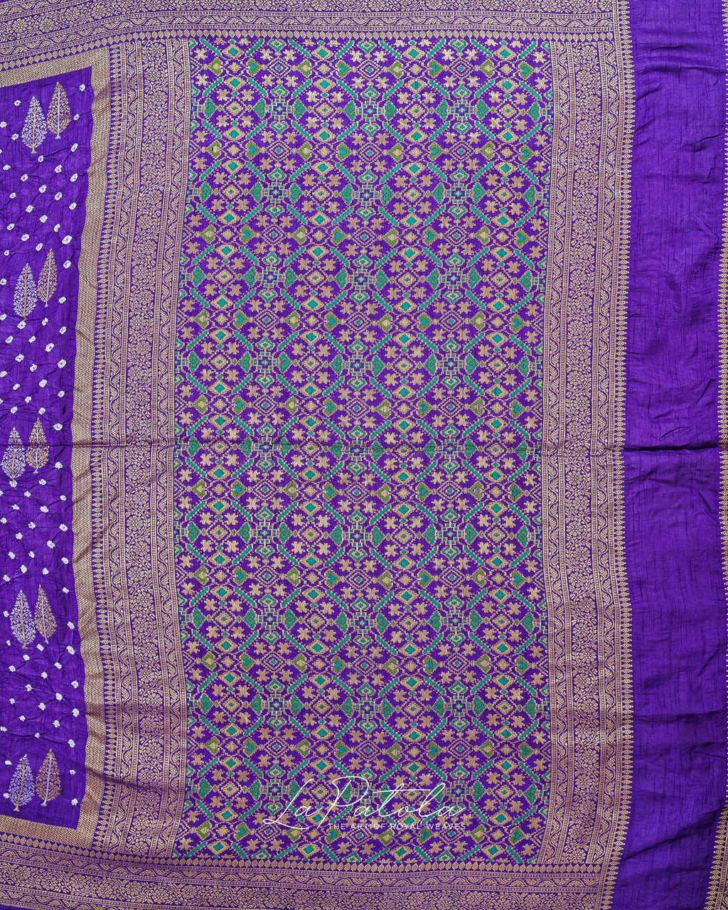Violet Zari Buti Bandhej Saree
