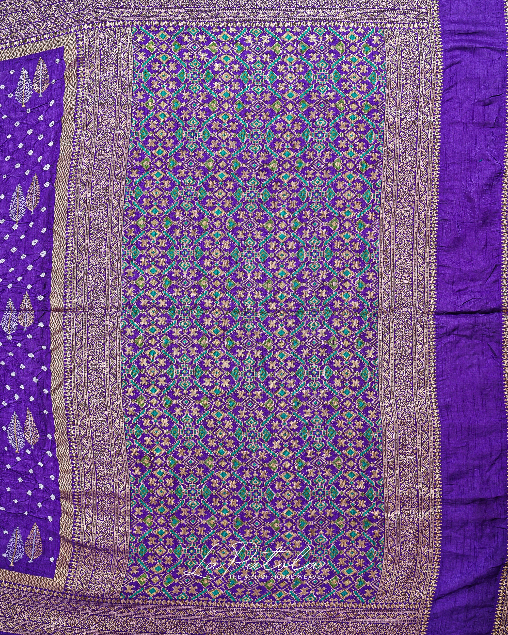 Violet Zari Buti Bandhej Saree