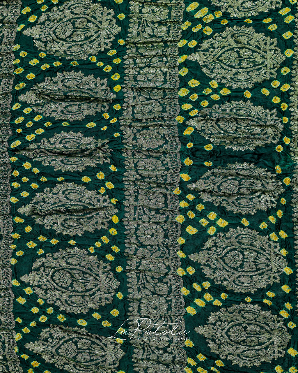 Bottle Green Gharchola Bandhej Saree