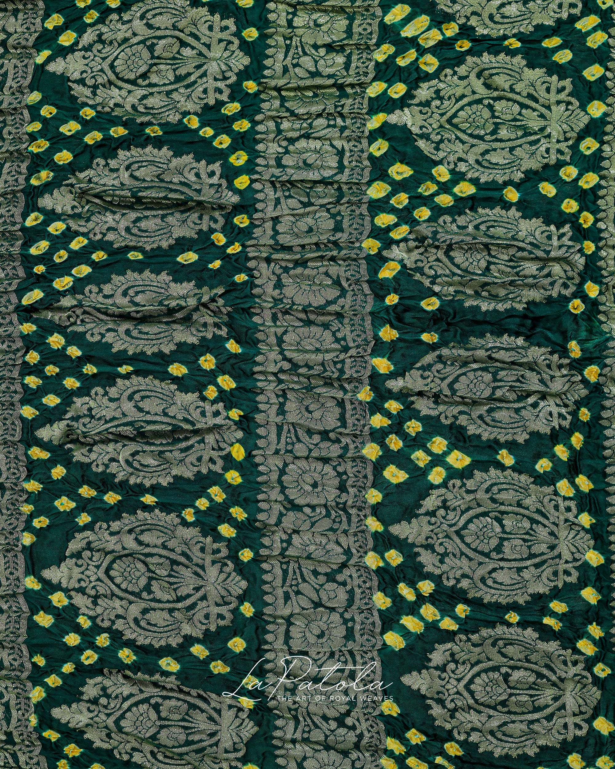 Bottle Green Gharchola Bandhej Saree