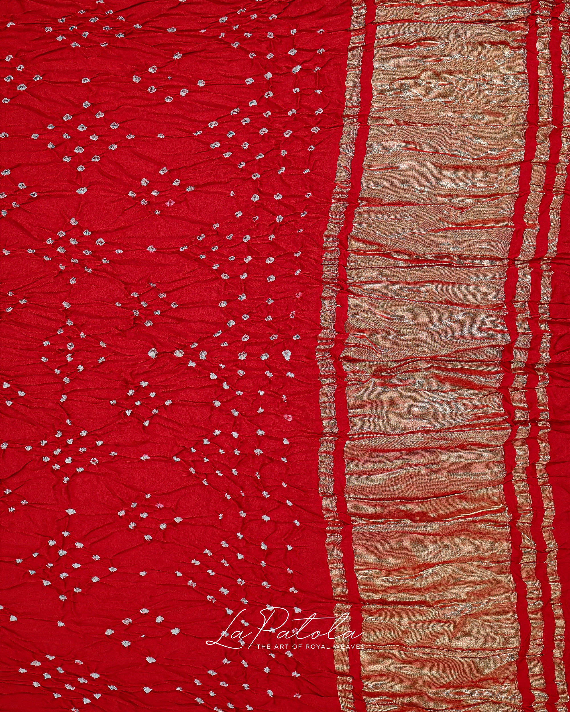 Red Statement Border Bandhej Saree