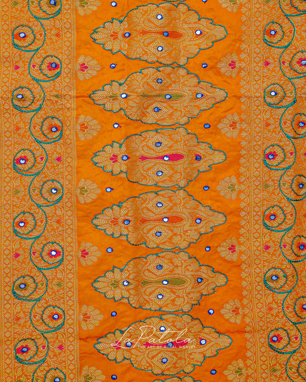 Saffron Floral Buti Bandhej Saree