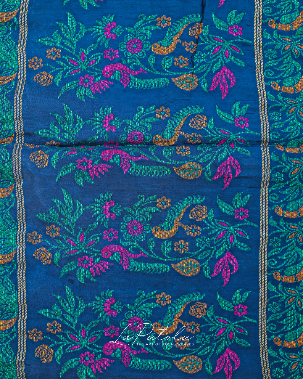 Royal Blue Floral Pallu Bandhej Saree