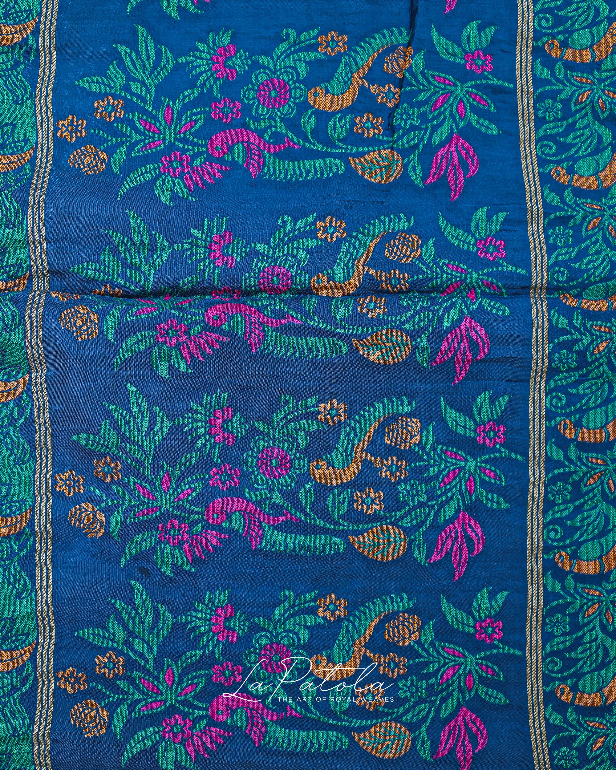 Royal Blue Floral Pallu Bandhej Saree