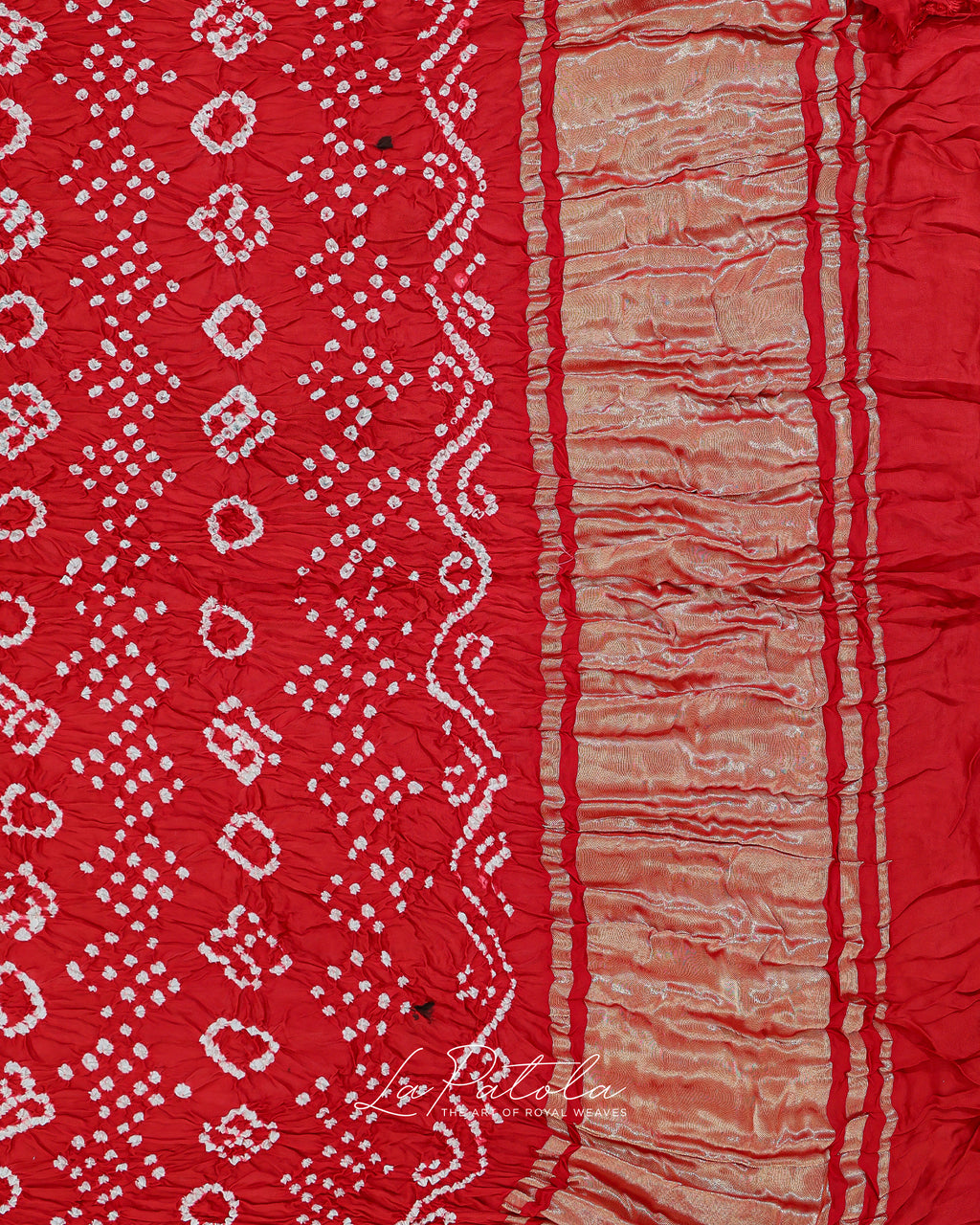 Red Check Bandhej Saree
