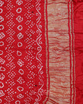 Red Check Bandhej Saree