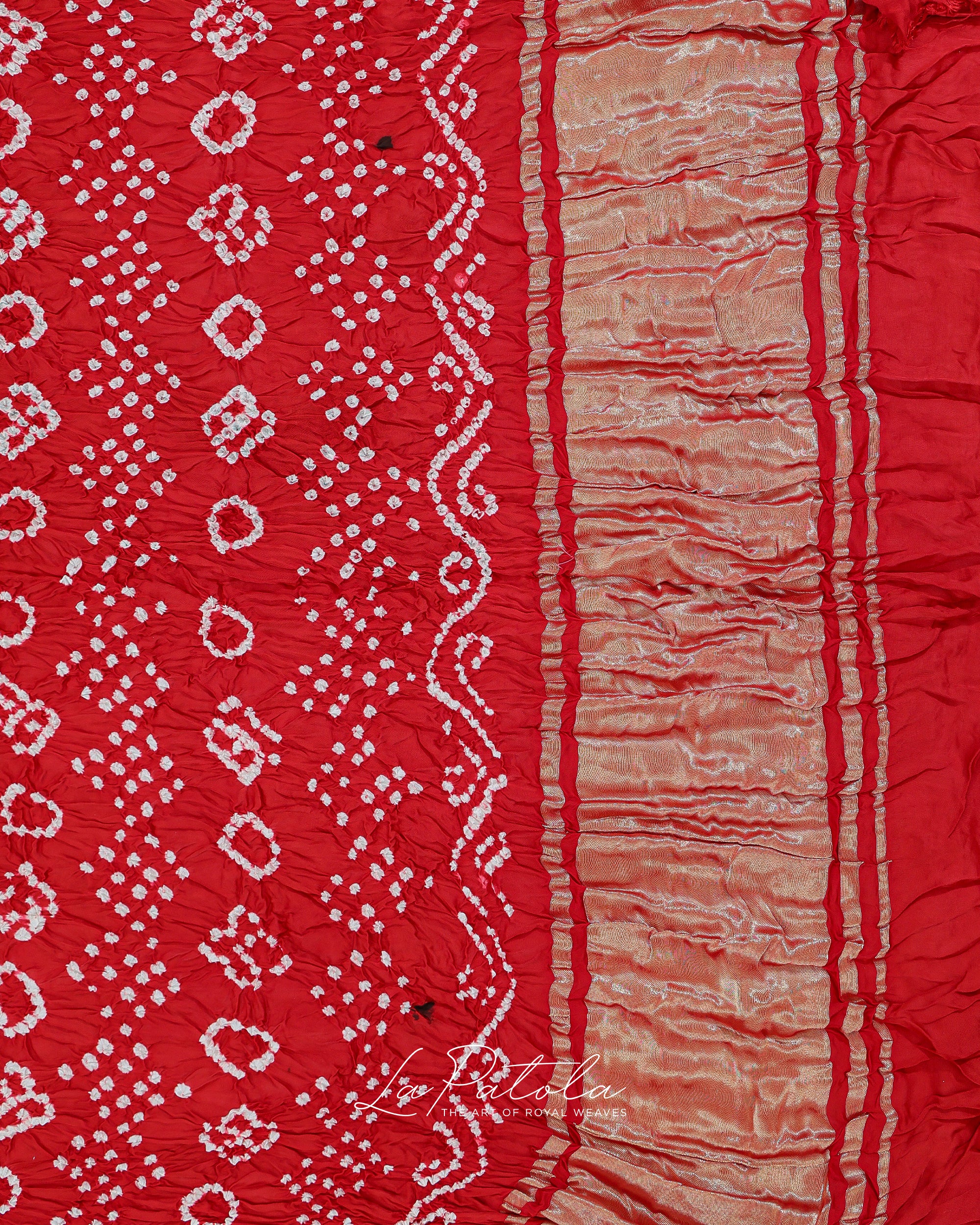 Red Check Bandhej Saree