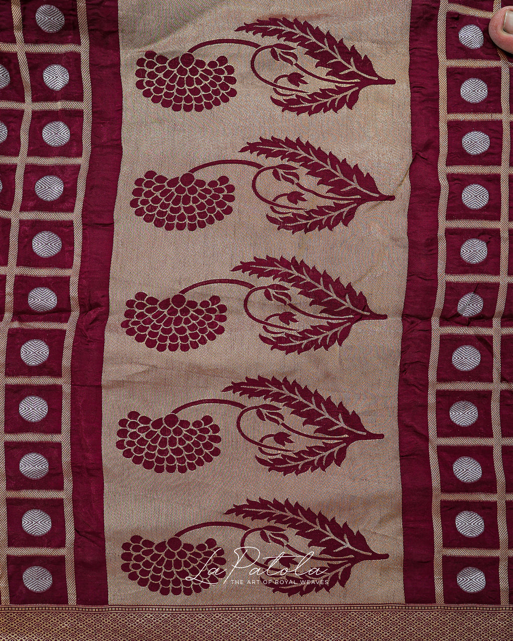 Wine Paisley Pallu Bandhej Saree