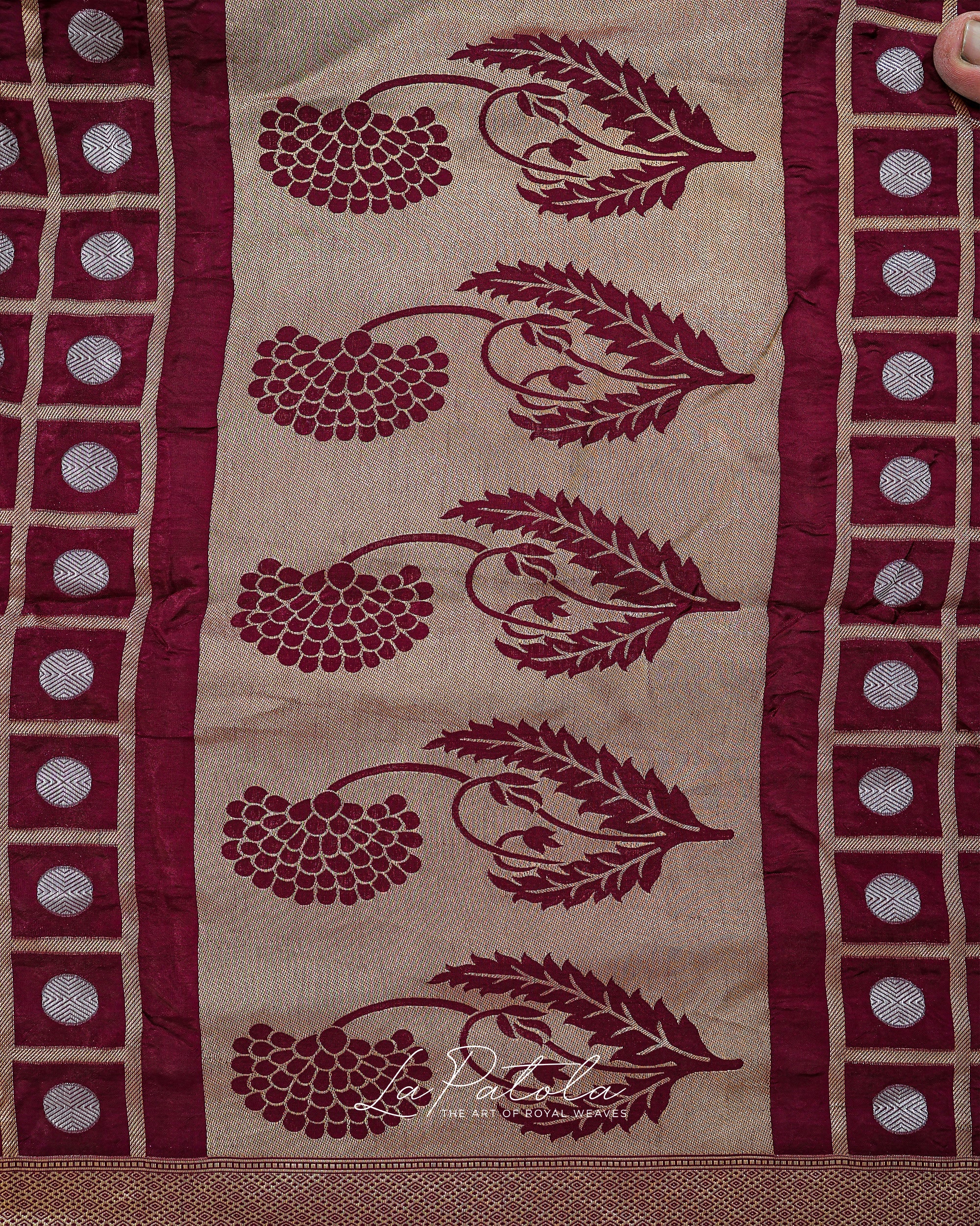 Wine Paisley Pallu Bandhej Saree