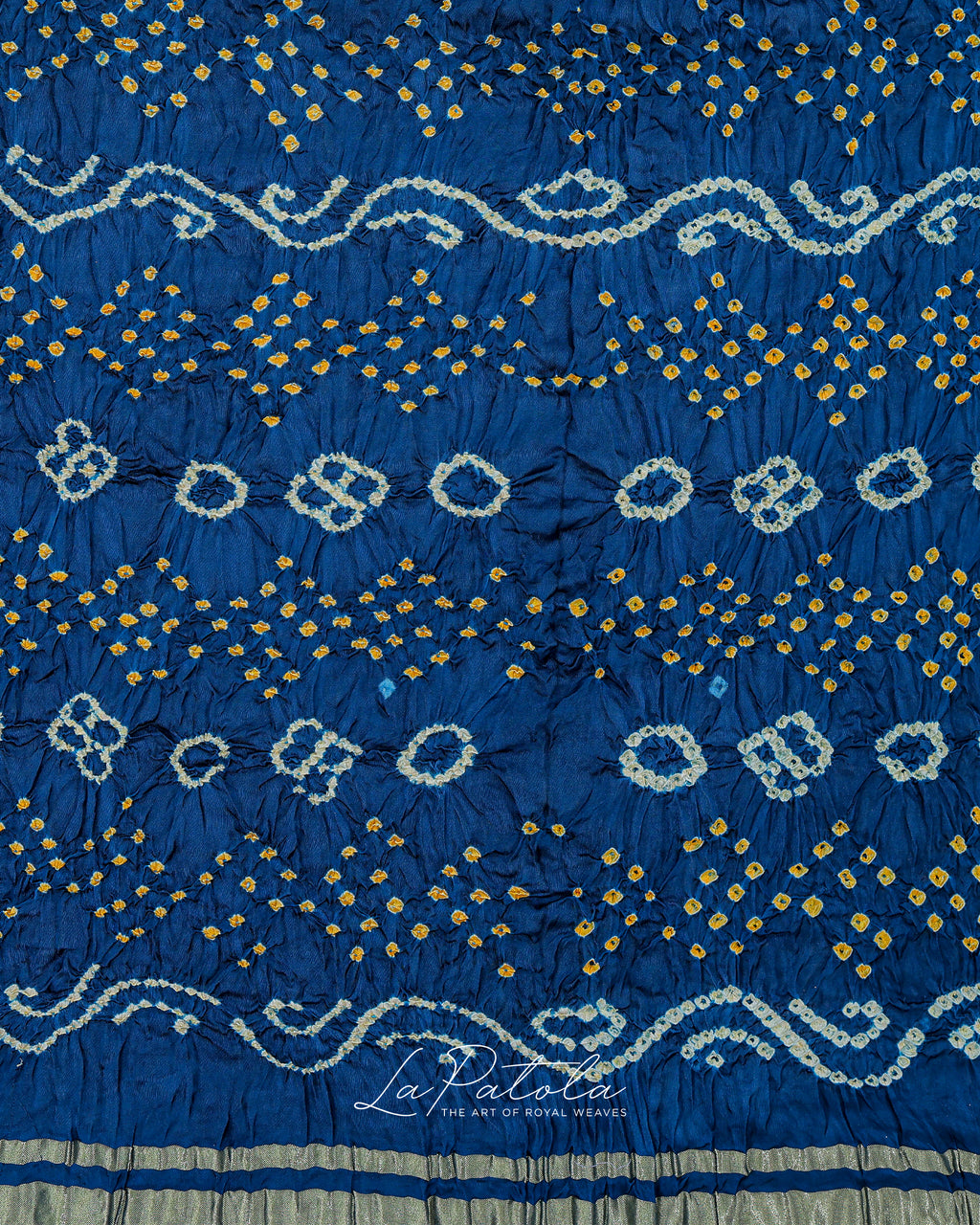 Indigo Gharchola Check Bandhej Saree