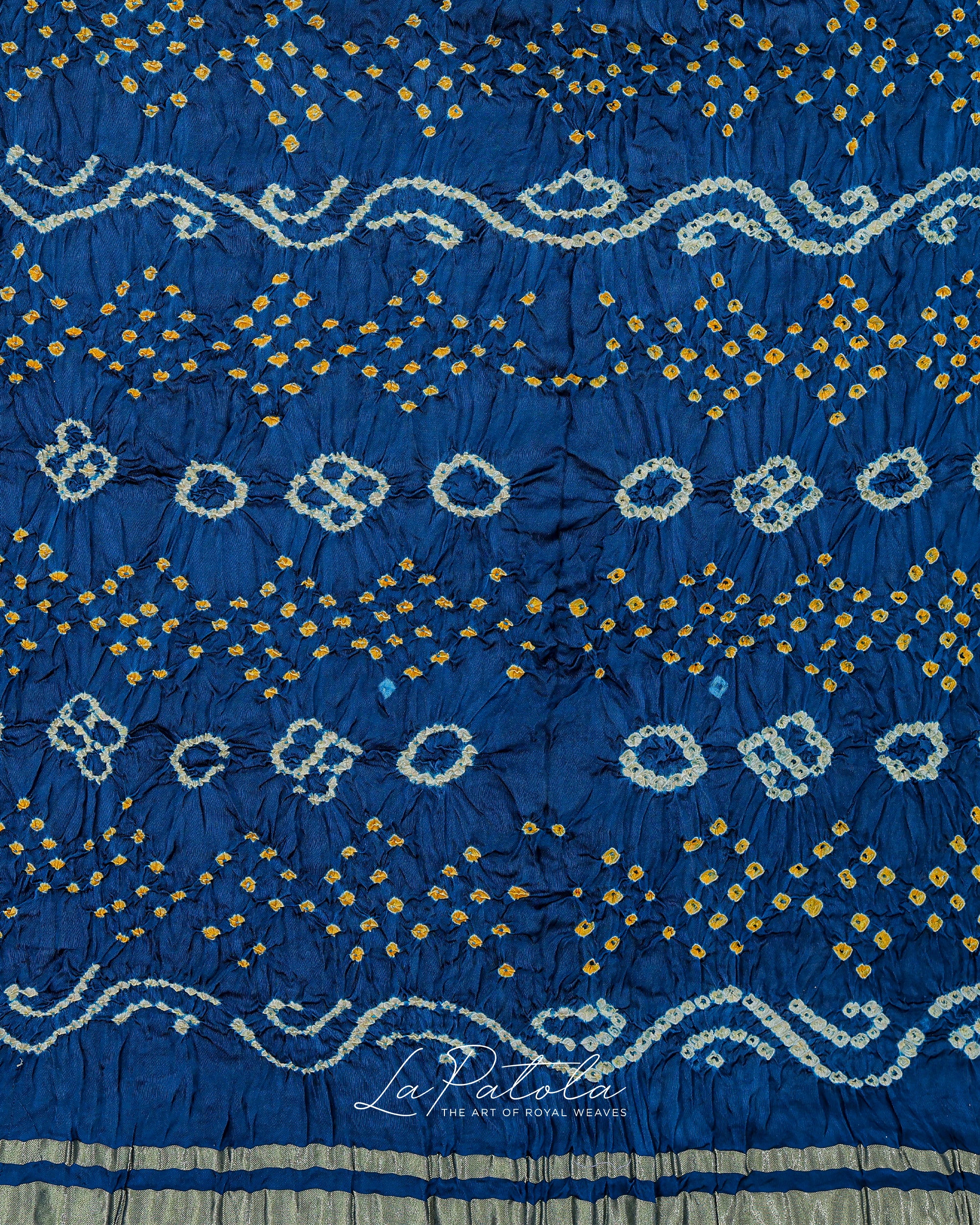 Indigo Gharchola Check Bandhej Saree