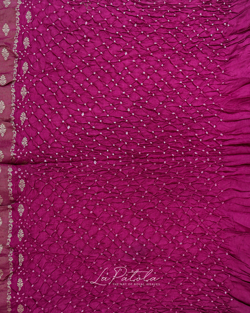 Magenta Zari Stripe Bandhej Saree