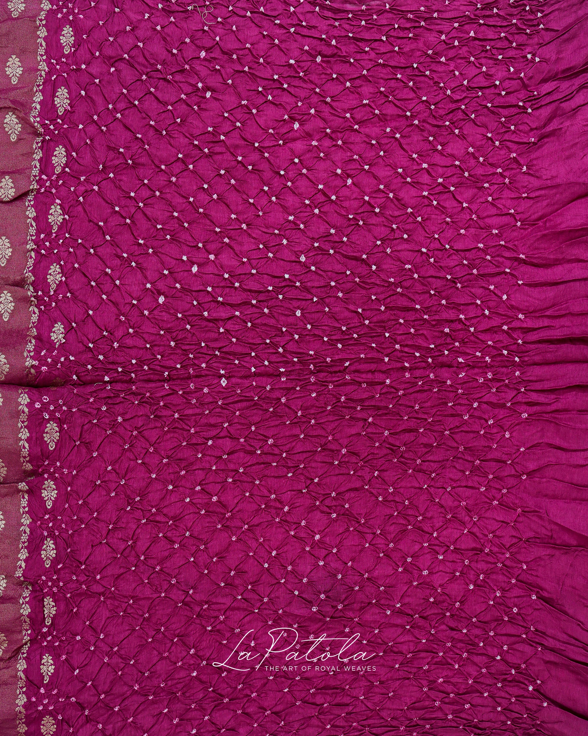 Magenta Zari Stripe Bandhej Saree