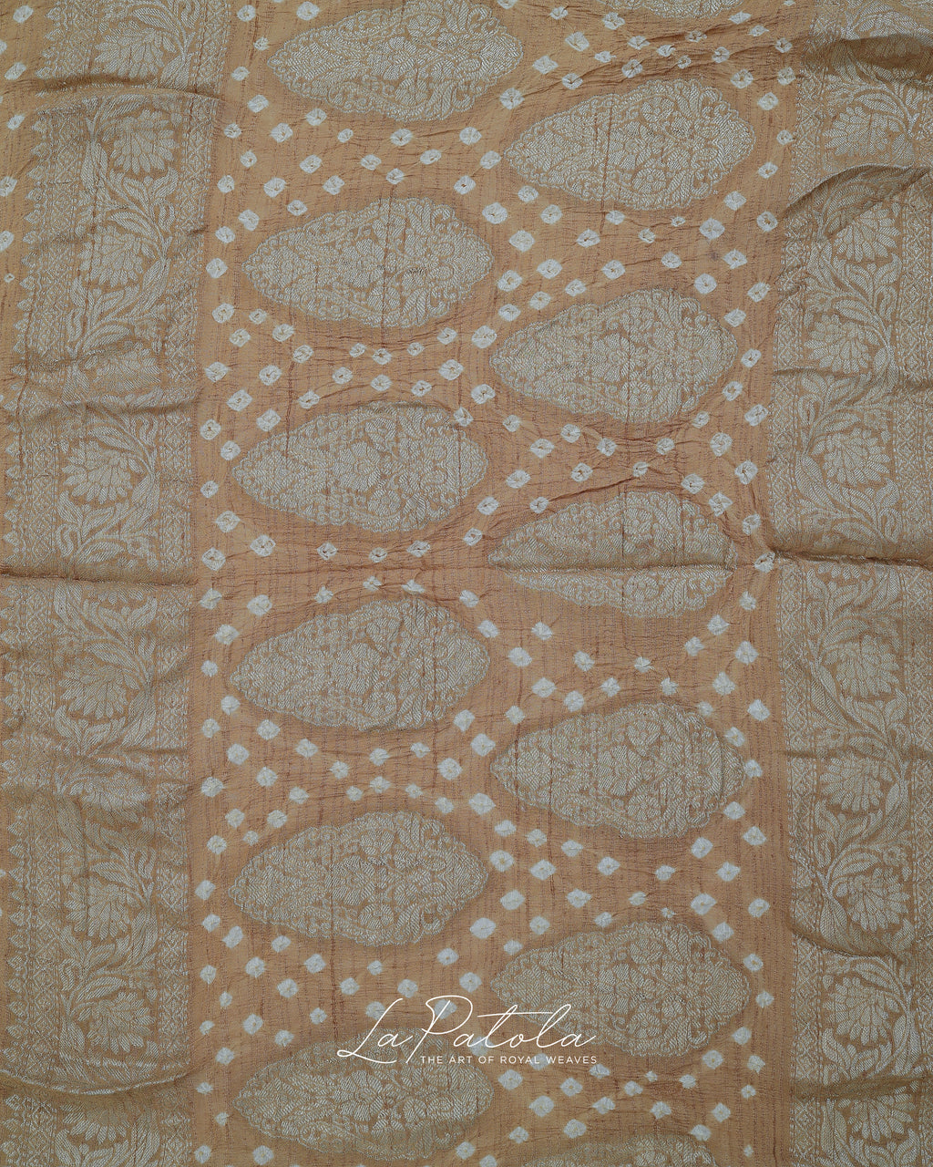 Beige Woven Pallu Bandhej Saree