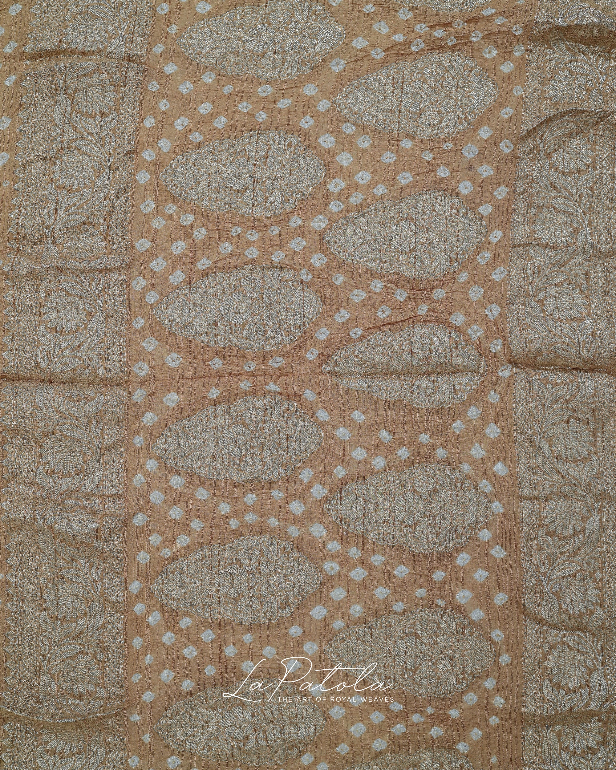 Beige Woven Pallu Bandhej Saree