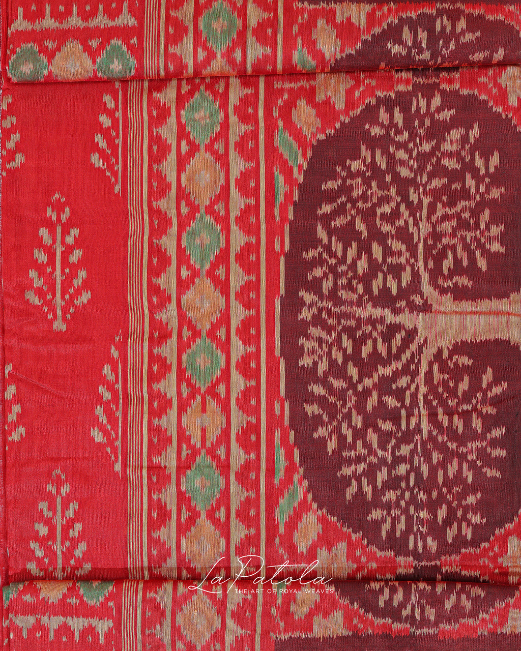 Vermilion Medallion Patola Saree