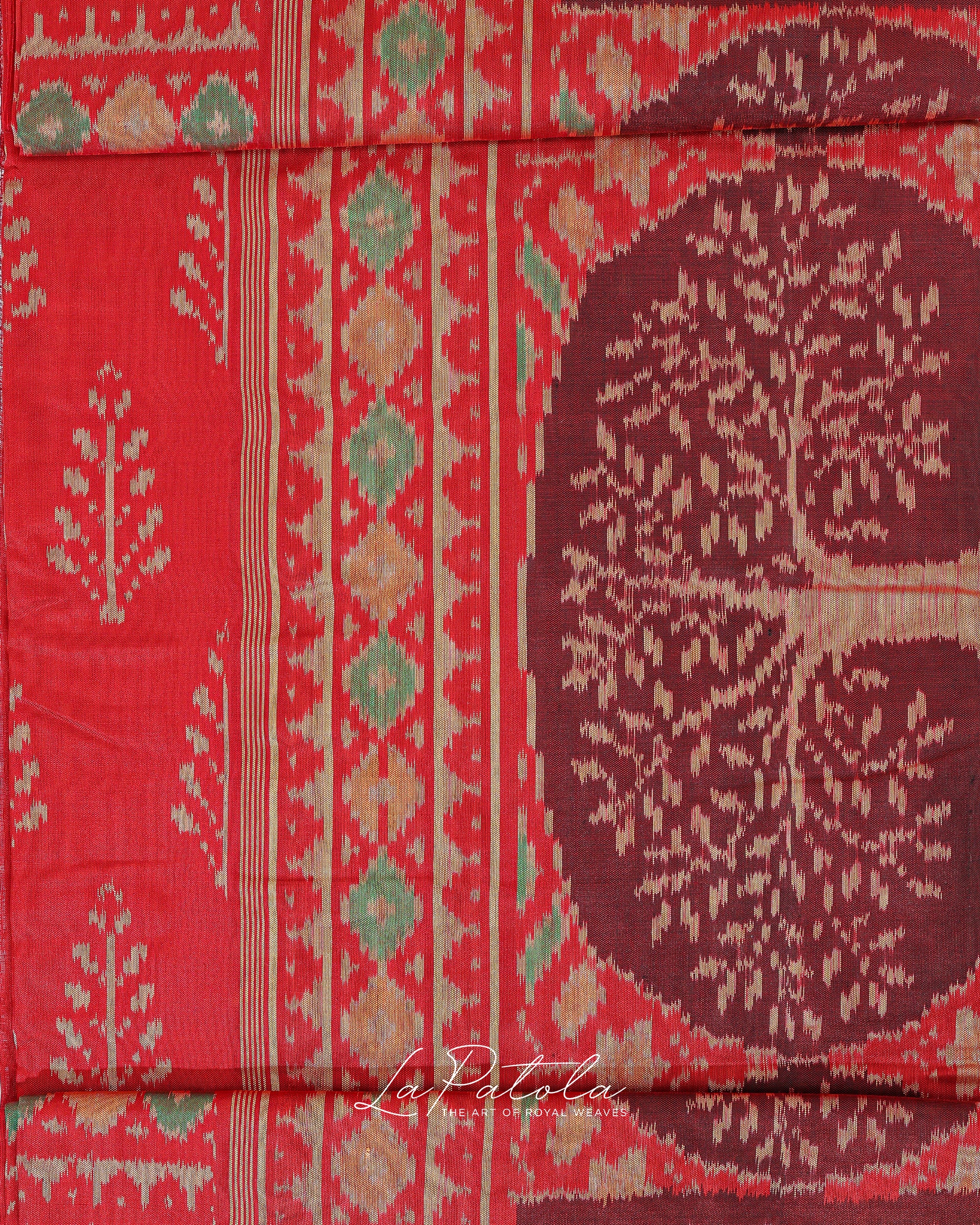 Vermilion Medallion Patola Saree
