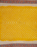 Mustard Printed Pallu Bandhej Saree